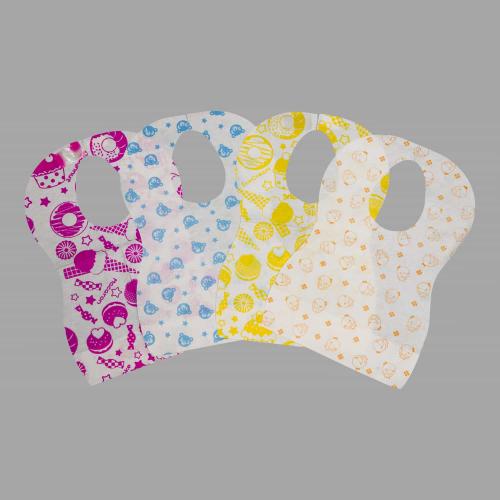 China Disposable Baby Bib, Waterproof Paper + PE Film 24.5*34.5cm with Pocket, Multi-Color for Home & Restaurant Use Hersteller
