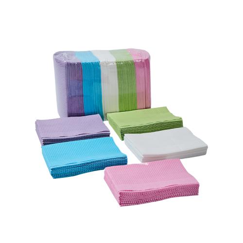 China Telijie Disposable Dental Bibs / Patient Napkins – 50×60cm, 2-Ply Paper + 1-Ply PE Film Hersteller